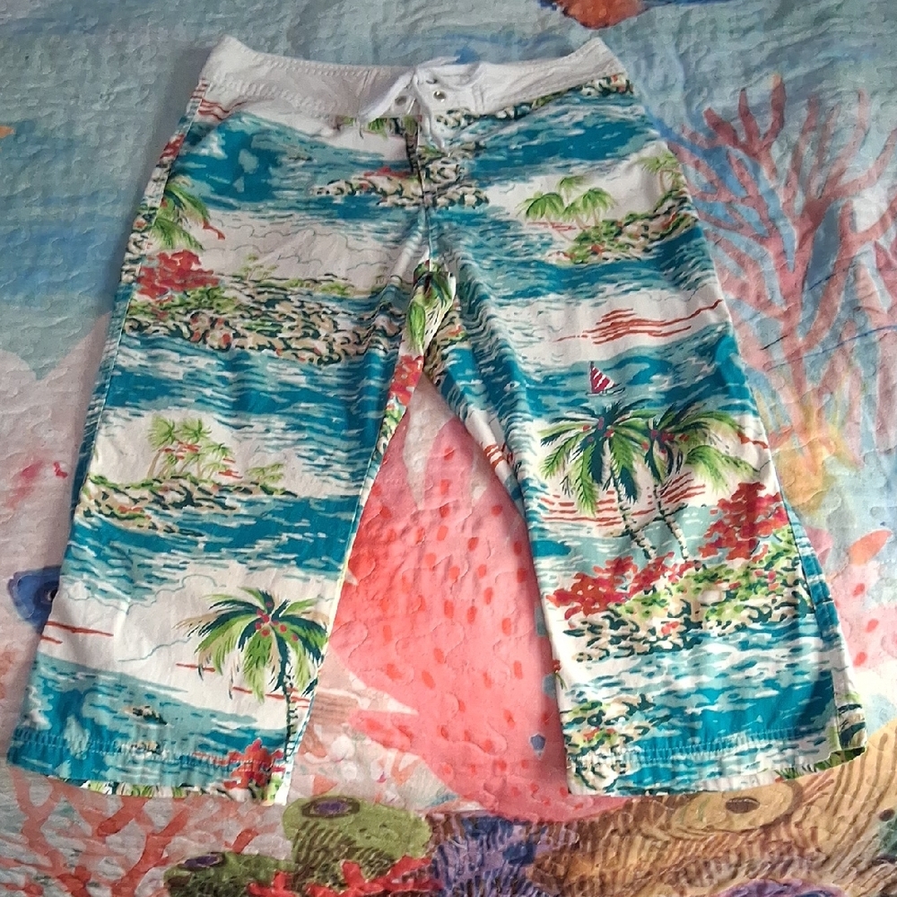 Old Navy Tropical Print Capris - Blue and Green